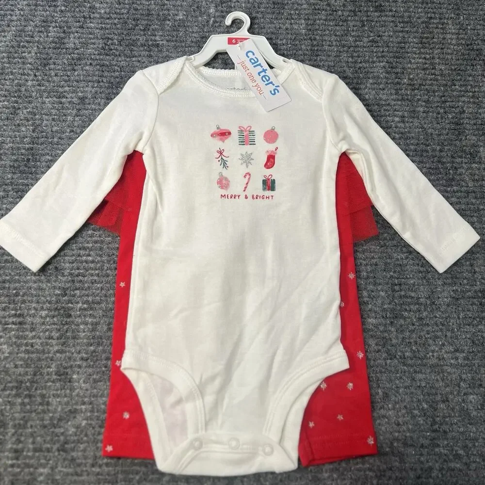 Carter’s Baby Girl Christmas 2-Piece “Merry & Bright” Outfit – Size 6M – NWT